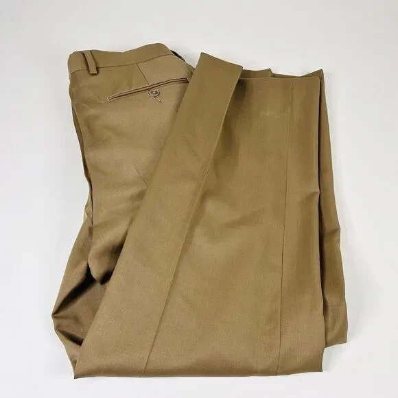 Chaps 40R Suit 32x28 Flat Front Beige 100% Wool Two Button Lined Vented